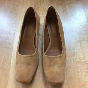 By Far low-heeled pumps, camel suede